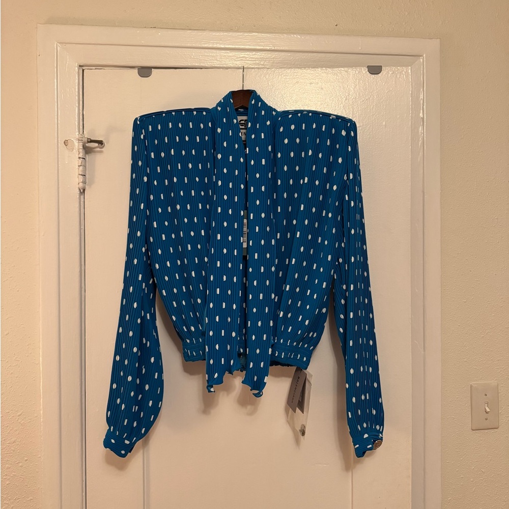Balenciaga Polka Dot Shoulder Pad Blouse FR36 US 4
